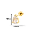 Gold stainless steel cartilage stud earring with pear-shaped white zircon 0.68cm height - Waterdrop Style (0158-3#) / Gold Yellow