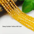 Sparkling AB deep golden yellow faceted crystal glass beads for DIY jewelry making - Deep Golden AB Color / 3# Flat Bead