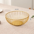 Cesta de frutas nórdica de hierro dorado con diseño minimalista y medidas 18,5x7cm - Plato de Fruta Redondo Pequeño-Dorado
