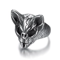 Anello gotico punk con testa di pipistrello in acciaio inox con finitura argento - US 7 / Color Acciaio (09406)