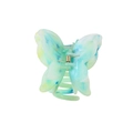 Butterfly hair claw clip with blue and green marble acetate finish and metal spring - Cyan Butterfly 6.5cm