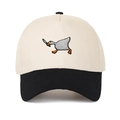 Two-tone baseball cap with cream crown and black brim featuring goose knife embroidery - Beige/Black
