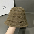 Sombrero de pescador de punto para mujer en color marrón con diseño calado - café