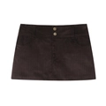 Women's dark brown corduroy mini skirt featuring a double-button waist and front pockets - XS / Dark Brown