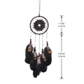 Black dream catcher with goose feathers, brown beads and 11cm diameter hoop - Black Feather Round Hanging Decor (MS9150)