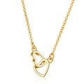 Elegant gold-tone minimalist interlocking double heart pendant necklace for women - KC Gold (x335)
