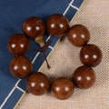 Golden Silk Sandalwood beads bracelet with traditional Chinese knot and natural wood grain - Plain Style / 30mm*9 Beads