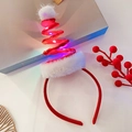 LED Christmas headband featuring a red spring top with a soft white plush pom-pom - 5# Christmas Spring Headband
