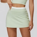 Gonna-pantalone sportiva verde chiaro a vita alta con elastico bianco e design a contrasto - Verde Menta