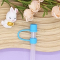 Blauwe siliconen rietjesdop 10mm met bevestigingsring op transparant rietje - 10mm Rietjesdop (Zonder Rietje) / Donkerblauw