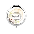 Portable chrome makeup mirror with floral design and inspirational quote reminder - Watercolor Floral Frame