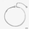 Silver-toned double-layered flat snake chain anklet with secure lobster clasp and tag - Silver Anklet (A535)
