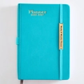 2026-2027 weekly monthly planner in lake blue lychee grain faux leather with elastic band - 2026.01-2027.06 A5 / Aqua Blue