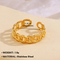 18K gold plated stainless steel Cuban link open ring with an adjustable inner band - Cuban Link 691 / Gold