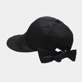 Close-up of black sun hat featuring a large decorative bow on the back for women - One Size / Black