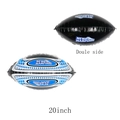 20 inch American football foil balloon for sports parties with double-sided design - 20 Inch 4D Black & White American Football
