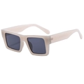 Retro quadratische Übergroße Sonnenbrille mit mattbeigem Rahmen und UV-Gläsern - Geleeweiß (C03)