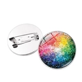 Broche arc-en-ciel avec dôme en verre montrant les vues avant et arrière en métal - Boutons Colorés Dégradés (Style 27)