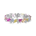 S925 silver ring featuring multi-colored geometric zircons in a vibrant cluster design - Mixed Shape Multicolor Gemstone Style (DY120744)