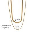 Double-layer 18K gold plated herringbone snake chain necklace in minimalist retro style - Blade Chain And Round Snake Chain Layered Style (XKN0489) / Gold