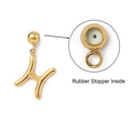 Detailed macro view of golden Pisces charm with internal rubber stopper for necklaces - Pisces (YF321-12) / Gold