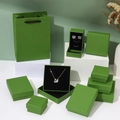 Eco-friendly green jewelry box set including gift bag and cases for rings and necklaces - 5*8*3cm / Avocado Green