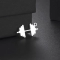 Silver stainless steel dumbbell pendant for DIY jewelry on a sleek black background - Silver Fitness Dumbbell (Style 5)