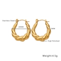 Polished 20mm gold stainless steel twisted hoop earrings with 5mm thick rope design - E137 Slim Twisted Hoop / Gold