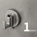 Space series silver adhesive hook with strong vacuum suction cup base, single pack unit - Suction Space Aluminum Hook / 1 Pack Strong Load