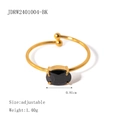 Verstellbarer 18k vergoldeter Ring mit ovalem schwarzem Zirkon und Krallenfassung - Schwarz (JDRW2401004-BK)