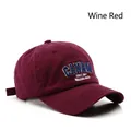 Retro burgundy cotton baseball cap with Canada Niagara Falls embroidery for sun protection - Burgundy
