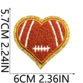 Detail showing dimensions of heart-shaped football embroidery patch with gold sequins - Heart Shaped Football