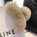 Molletta per capelli 13cm beige in peluche con morbida ecopelliccia per capelli folti - 13CM Pelliccia di Coniglio / colore tè al latte