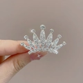 Silver mini princess crown hair comb with sparkling rhinestones for girls - Small Fan-Shaped Rhinestone Hair Comb