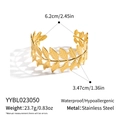 18K vergulde roestvrijstalen open armband met een vintage laurierblad ontwerp - Laurierbladstijl (YYBL023050)