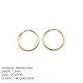 Minimalist 14K gold plated stainless steel hoop earrings with a 25mm diameter circular design - 25mm x 1.5mm Hoop Earrings (YE16793) / Steel