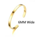 6mm wide minimalist open C-shape titanium steel cuff bracelet in polished gold finish - 6mm Width / Gold