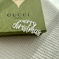 Close-up of white Merry Christmas acrylic lettering on gift box for cake decor - Silver / Medium Style A / Plus Thick Style