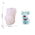 Translucent silicone reindeer candle mold with blue finished product and size labels - Elk