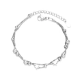 Double-layered silver star charm bracelet with polished round beads and adjustable chain - Double Layer Star Transfer Bead Bracelet