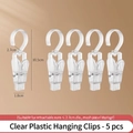 Set of 5 transparent plastic hook clips for under-sink organizer rods up to 2.7cm - Plastic Hanging Clip - Transparent (4679)