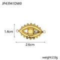 Gold plated evil eye charm connector in stainless steel with 2.6cm length and 2.0g weight - Gold Evil Eye Connector (JP43941DW0)