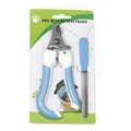 Blue and white pet nail clipper set with stainless steel blade and metal file - Curved Small Blue + File (Pack)