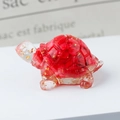 Miniature crystal turtle figurine with red gemstone shell and gold foil accents - 61 Red Shell + Gold Foil
