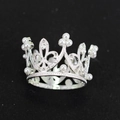 Silver bridal tiara crown with white pearls and sparkling rhinestones on black background - Alloy/Rhinestone / Zirconia Silver