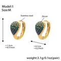 18k gold plated stainless steel teardrop earrings with blue to green gradient zircon - Blue (Large)