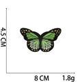 Detailed view of butterfly embroidery patch in green with size dimensions 4.5cm x 8cm - No.10 Green Butterfly