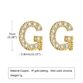 Minimalist copper letter G stud earrings in gold with inlaid AAA cubic zirconia - Letter G