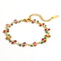 18K gold plated stainless steel bracelet with colorful glitter cherry charms - Pink Cherry (Gold-2)