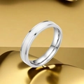 Polished silver stainless steel minimalist 4mm ring on a luxurious golden surface - US 5 / Steel Color White Enamel